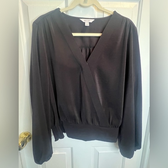 Nine West Black Wrap Blouse Relaxed Fit - Picture 1 of 3